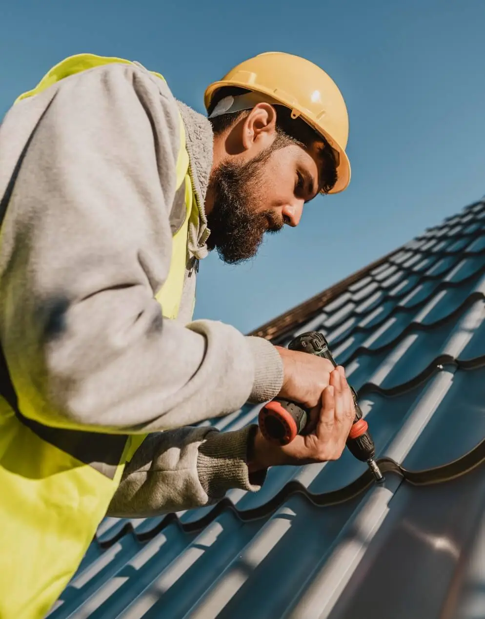 Roofing crew working on a project